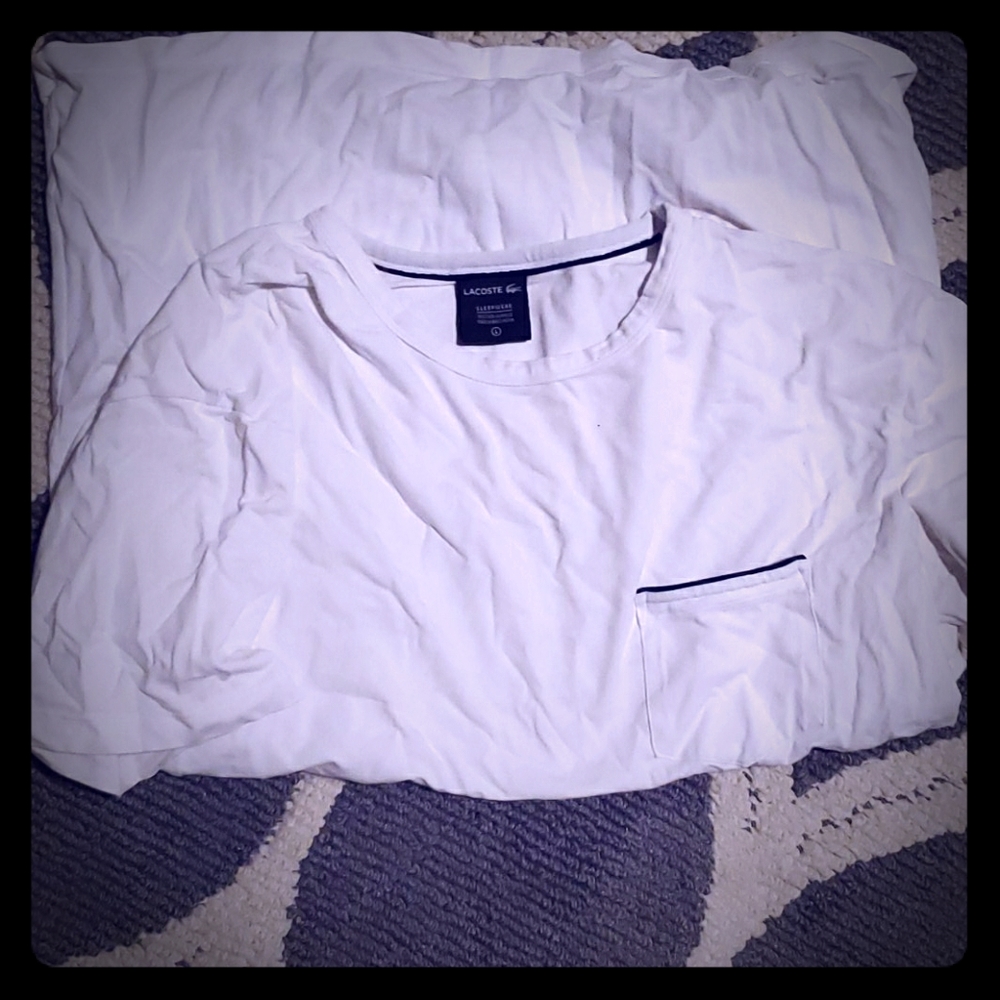 Lacoste sleepwear white tee with pocket